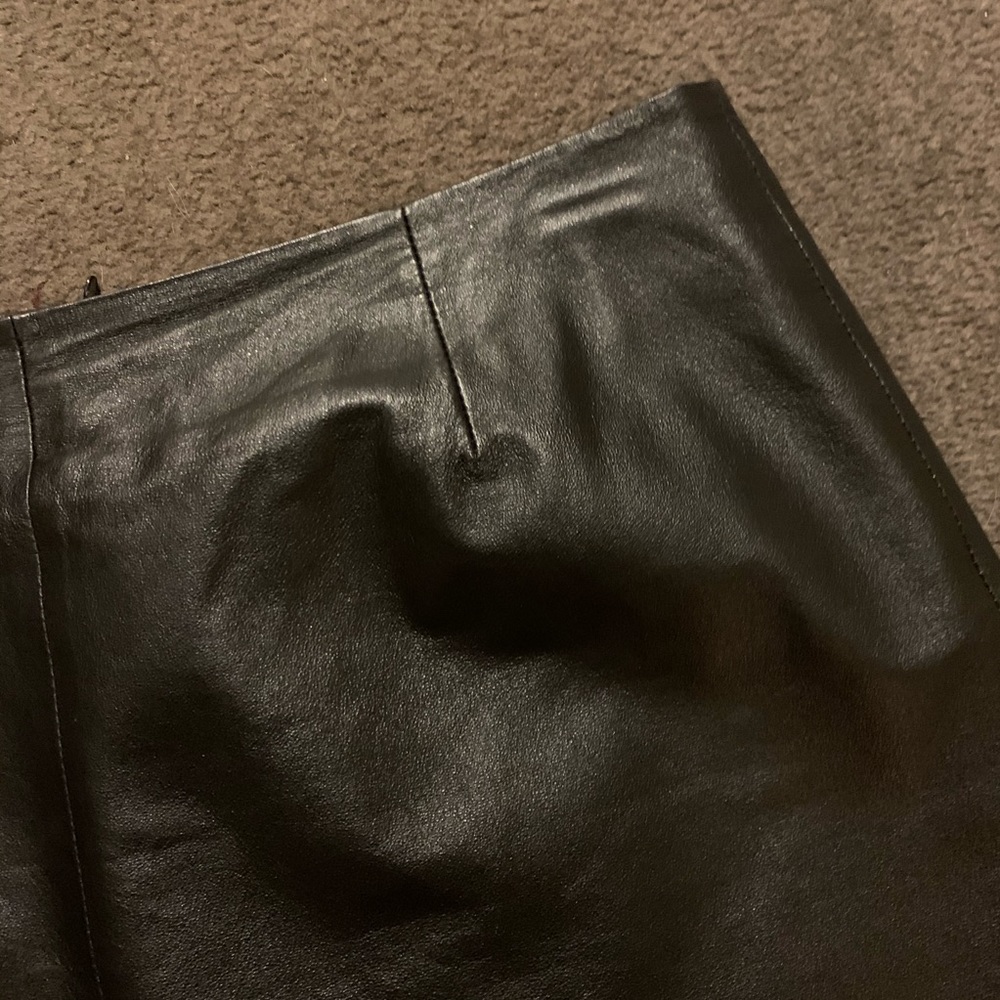 Black leather mini skirt